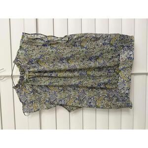 Maison d'Amelie high-neck blouse with a blue and green paisley print size Large